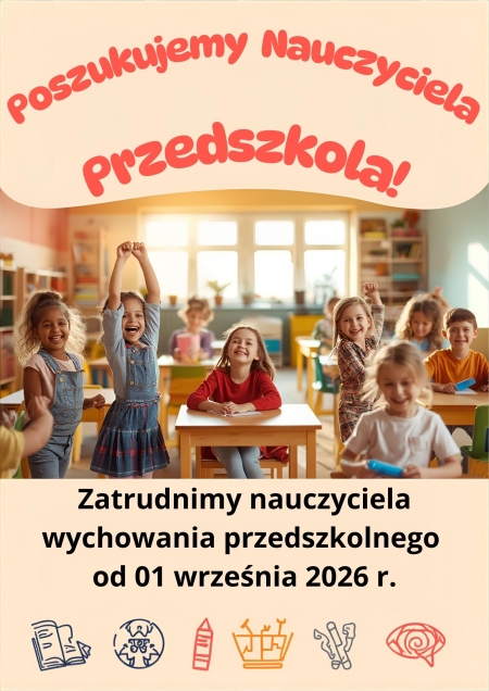 Zatrudnimy nauczyciela wychowania przedszkolnego